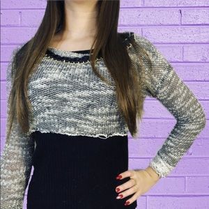 Jessica Simpson Cropped Pink Chain Sweater